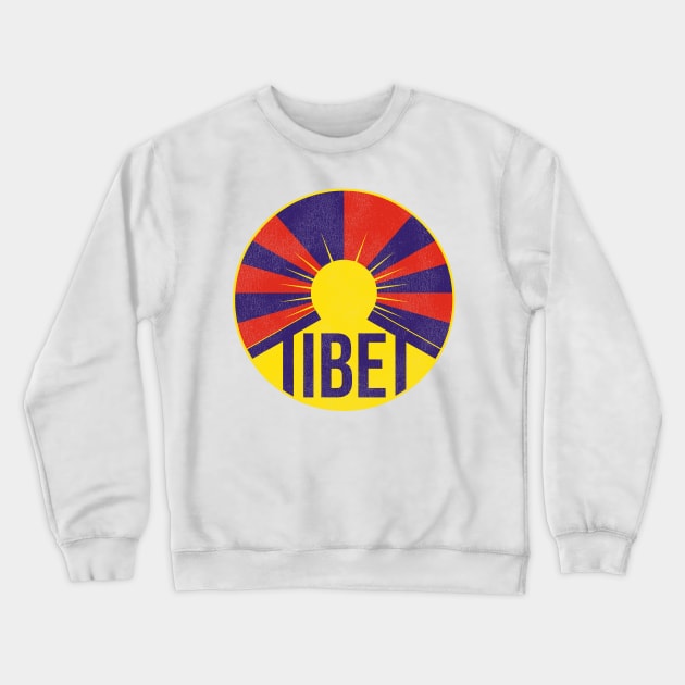Vintage Tibet Flag Tourist Souvenir Crewneck Sweatshirt by darklordpug